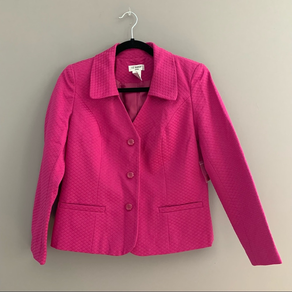 Liz Baker Petite Size 4 Pink Cotton Blazer